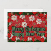 Gelukkig nieuwjaar met vrolijk kerstfeest feestdagenkaart (Voorkant / Achterkant)