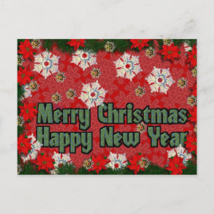 Gelukkig nieuwjaar met vrolijk kerstfeest feestdagenkaart