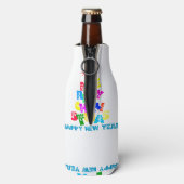 Gelukkig nieuwjaar met vrolijk kerstfeest flesjeskoeler (Fles Achterkant)