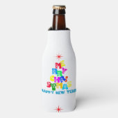 Gelukkig nieuwjaar met vrolijk kerstfeest flesjeskoeler (Fles Voorkant)