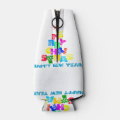 Gelukkig nieuwjaar met vrolijk kerstfeest flesjeskoeler (Achterkant)
