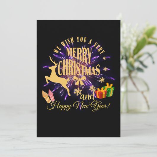 Gelukkig nieuwjaar met vrolijk kerstfeest kaart (Staand voorkant)