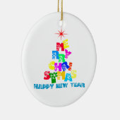 Gelukkig nieuwjaar met vrolijk kerstfeest keramisch ornament (Rechts)