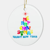 Gelukkig nieuwjaar met vrolijk kerstfeest keramisch ornament (Links)