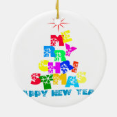 Gelukkig nieuwjaar met vrolijk kerstfeest keramisch ornament (Achterkant)
