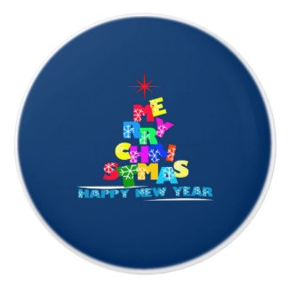 Gelukkig nieuwjaar met vrolijk kerstfeest keramische knop