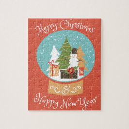Gelukkig nieuwjaar met vrolijk kerstfeest legpuzzel