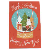 Gelukkig nieuwjaar met vrolijk kerstfeest medium cadeauzakje (Voorkant)