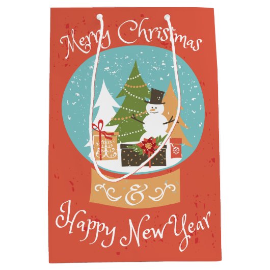 Gelukkig nieuwjaar met vrolijk kerstfeest medium cadeauzakje (Voorkant)