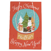 Gelukkig nieuwjaar met vrolijk kerstfeest medium cadeauzakje (Achterkant)