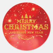 Gelukkig nieuwjaar met vrolijk kerstfeest met held ronde sticker (Voorkant)