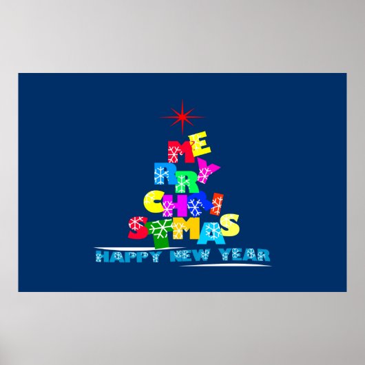 Gelukkig nieuwjaar met vrolijk kerstfeest poster (Voorkant)