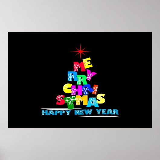 Gelukkig nieuwjaar met vrolijk kerstfeest poster (Voorkant)