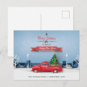 Gelukkig nieuwjaar met vrolijk kerstfeest |  Red T Briefkaart (Voorkant / Achterkant)