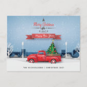 Gelukkig nieuwjaar met vrolijk kerstfeest |  Red T Briefkaart (Voorkant)