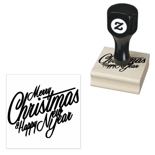 Gelukkig nieuwjaar met vrolijk kerstfeest rubberstempel (Gestempeld)