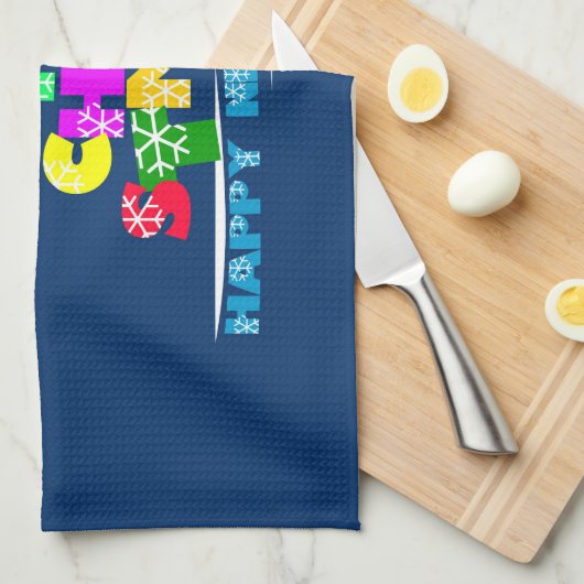 Gelukkig nieuwjaar met vrolijk kerstfeest theedoek (Quarter Fold)