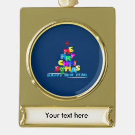 Gelukkig nieuwjaar met vrolijk kerstfeest verguld banner ornament