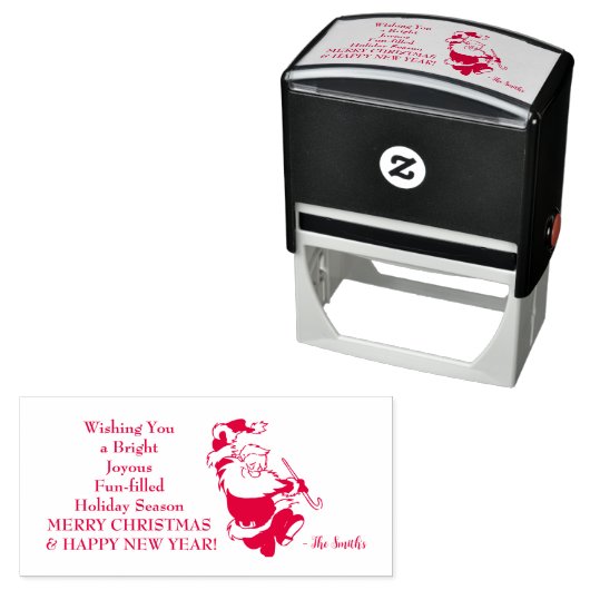 Gelukkig nieuwjaar met vrolijk kerstfeest  zelfinktende stempel (In situ)