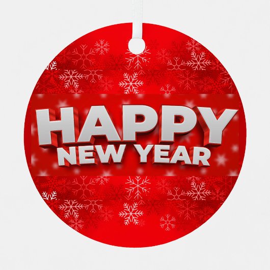 Gelukkig nieuwjaar metalen ornament