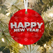 Gelukkig nieuwjaar metalen ornament