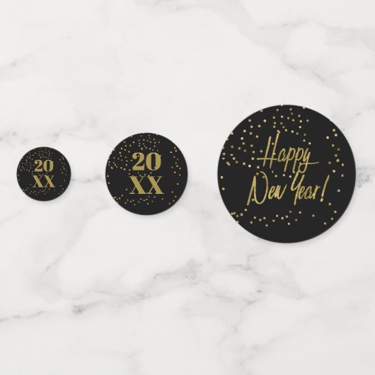 Gelukkig Nieuwjaar Metallic Gold/Black ID533 Confetti (Voorkanten)