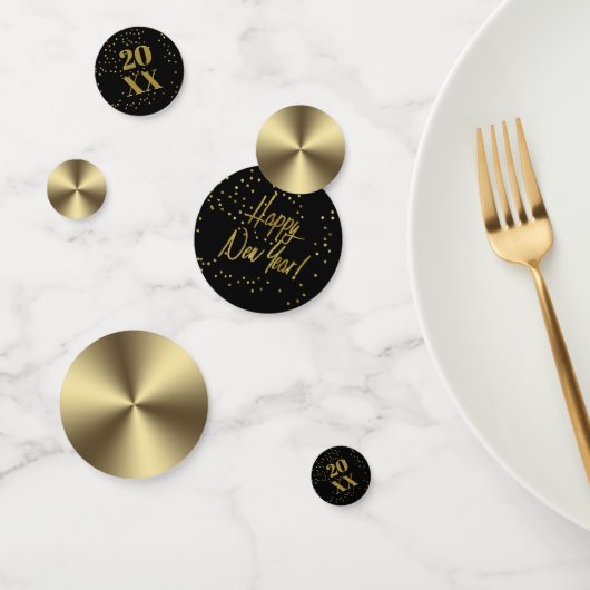 Gelukkig Nieuwjaar Metallic Gold/Black ID533 Confetti (Groep)