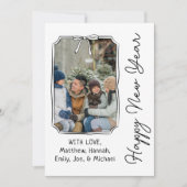 Gelukkig Nieuwjaar Minimaal Zwart & Wit Foto Feestdagenkaart (Voorkant)