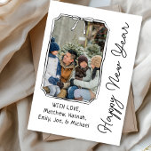 Gelukkig Nieuwjaar Minimaal Zwart & Wit Foto Feestdagenkaart