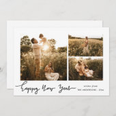 Gelukkig nieuwjaar | Minimalistisch script Multi P Feestdagenkaart (Voorkant / Achterkant)