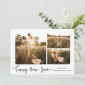Gelukkig nieuwjaar | Minimalistisch script Multi P Feestdagenkaart (Staand voorkant)
