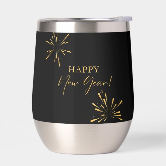 Gelukkig Nieuwjaar minimalistisch vuurwerk zwart (Links)