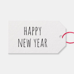 Gelukkig nieuwjaar   Minimalistische, schone en ne Cadeaulabel