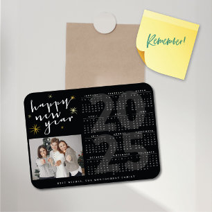 Gelukkig Nieuwjaar Modern Gold Starburst 2025 Kale Magneet