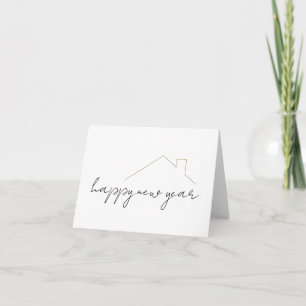 Gelukkig Nieuwjaar Modern Gouden Huis Kaart