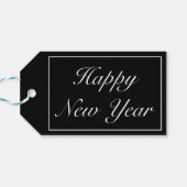 Gelukkig Nieuwjaar Modern Minimalist Zwart Wit Cadeaulabel (Achterkant Horizontaal)