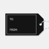 Gelukkig Nieuwjaar Modern Minimalist Zwart Wit Cadeaulabel (Voorkant (Horizontaal))