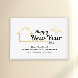 Gelukkig nieuwjaar | Modern onroerend goed geperso Magneet