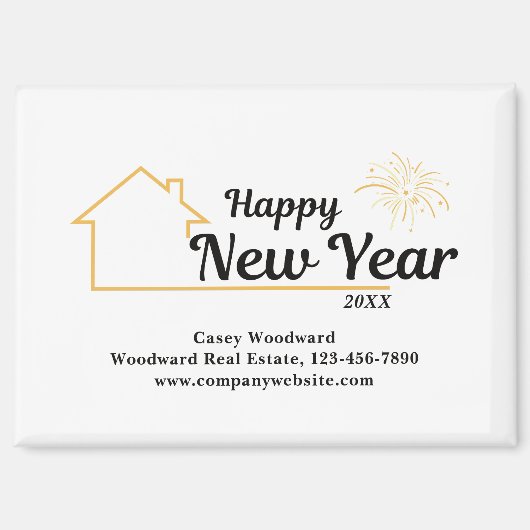 Gelukkig nieuwjaar | Modern onroerend goed geperso Magneet (Voorkant)