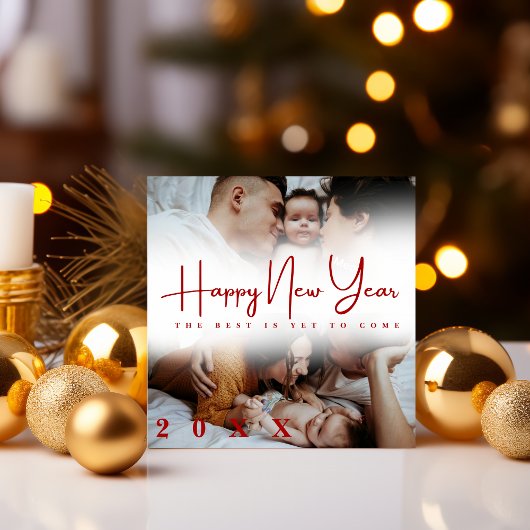 Gelukkig Nieuwjaar modern script 3 collage multi f Feestdagenkaart