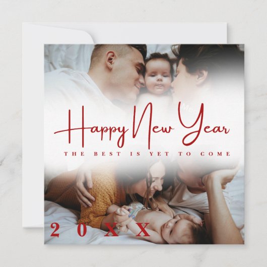 Gelukkig Nieuwjaar modern script 3 collage multi f Feestdagenkaart (Voorkant)