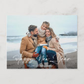 Gelukkig Nieuwjaar Modern Script Foto Feestdagenkaart (Voorkant)
