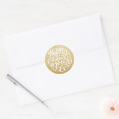 Gelukkig Nieuwjaar Moderne Calligrafie Goud Glitte Ronde Sticker (Envelop)