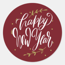 Gelukkig Nieuwjaar Moderne Calligrafie Krans Burgu