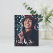 Gelukkig nieuwjaar | Moderne foto van witscript Feestdagenkaart (Staand voorkant)
