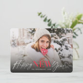 Gelukkig Nieuwjaar Moderne Klassieke Typografie Fo Feestdagenkaart (Staand voorkant)