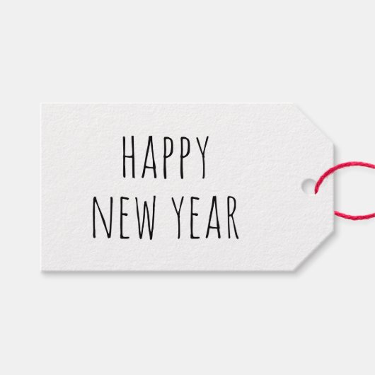 Gelukkig nieuwjaar. Moderne rustieke minimalistisc Cadeaulabel (Voorkant (Horizontaal))