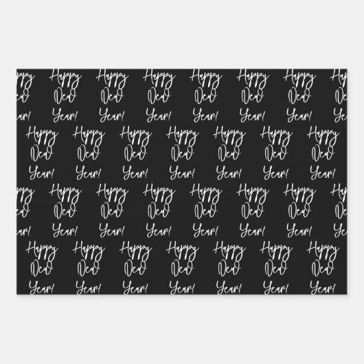 Gelukkig nieuwjaar! Moderne tekst Artisan Polka Do Inpakpapier Vel (Voorkant 3)