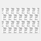 Gelukkig nieuwjaar! Moderne tekst Artisan Polka Do Inpakpapier Vel (Voorkant 2)