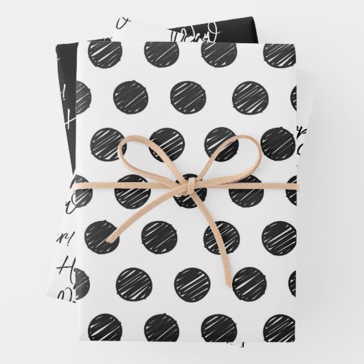 Gelukkig nieuwjaar! Moderne tekst Artisan Polka Do Inpakpapier Vel (In situ)